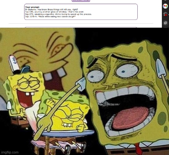 image tagged in spongebob laughing hysterically | made w/ Imgflip meme maker