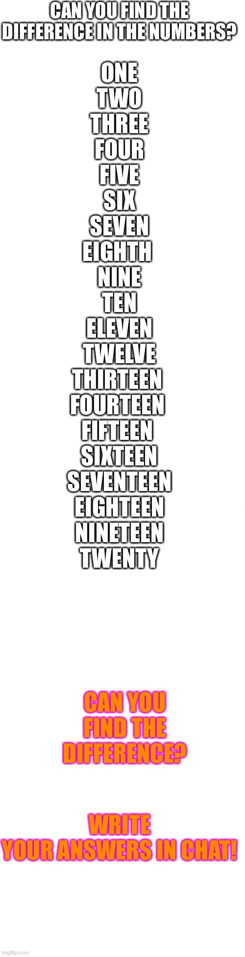 One Two Three Four Five Six Seven Eight Nine Ten - ?