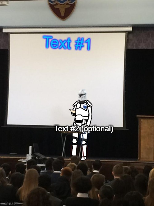 https://imgflip.com/memetemplate/318756978/Clone-trooper-gives-speech | Text #1; Text #2 (optional) | image tagged in clone trooper gives speech | made w/ Imgflip meme maker