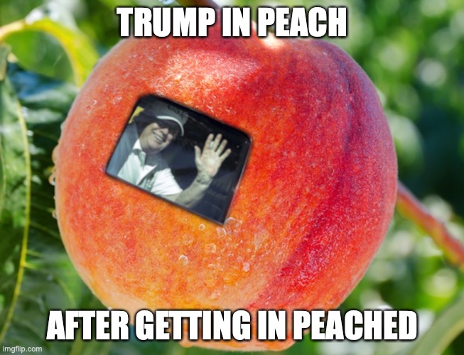 Trump in Peach | TRUMP IN PEACH; AFTER GETTING IN PEACHED | image tagged in peach,donald trump,memes | made w/ Imgflip meme maker