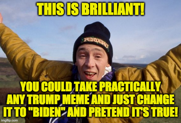 Fast show brilliant  | THIS IS BRILLIANT! YOU COULD TAKE PRACTICALLY ANY TRUMP MEME AND JUST CHANGE IT TO "BIDEN" AND PRETEND IT'S TRUE! | image tagged in fast show brilliant | made w/ Imgflip meme maker