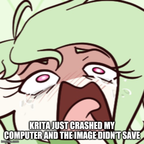 gardevoir screeching | KRITA JUST CRASHED MY COMPUTER AND THE IMAGE DIDN'T SAVE | image tagged in gardevoir screeching | made w/ Imgflip meme maker