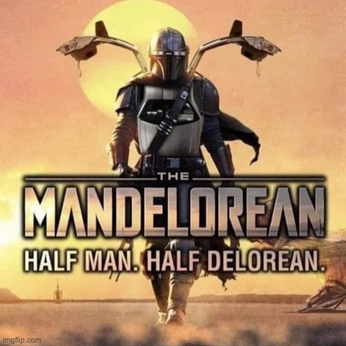 The Mandelorean | image tagged in the mandelorean,eyeroll,repost,delorean,the mandalorian,mandalorian | made w/ Imgflip meme maker