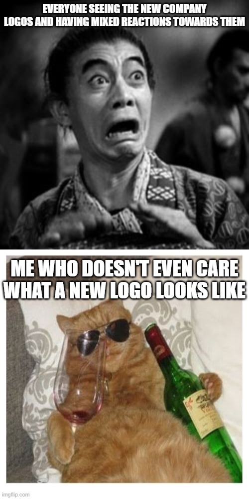 A logo's a logo, deal with it | EVERYONE SEEING THE NEW COMPANY LOGOS AND HAVING MIXED REACTIONS TOWARDS THEM; ME WHO DOESN'T EVEN CARE WHAT A NEW LOGO LOOKS LIKE | image tagged in jan | made w/ Imgflip meme maker