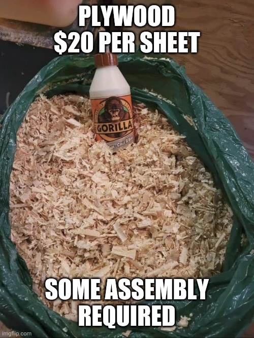 Plywood Sheet | PLYWOOD $20 PER SHEET; SOME ASSEMBLY REQUIRED | image tagged in memes | made w/ Imgflip meme maker