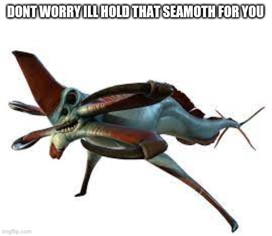 THANKS REAPER VERY HELPFUL | DONT WORRY ILL HOLD THAT SEAMOTH FOR YOU | image tagged in reaper leviathan | made w/ Imgflip meme maker