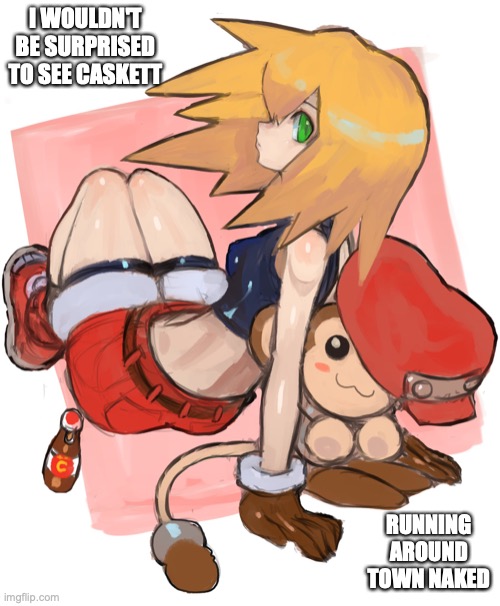 Roll Caskett With Data | I WOULDN'T BE SURPRISED TO SEE CASKETT; RUNNING AROUND TOWN NAKED | image tagged in megaman,megaman legends,memes | made w/ Imgflip meme maker