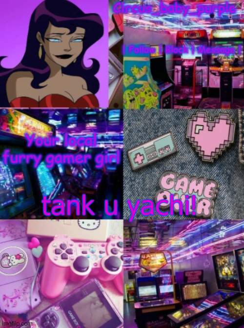 Circus gamer girl temp | tank u yachi! | image tagged in circus gamer girl temp | made w/ Imgflip meme maker