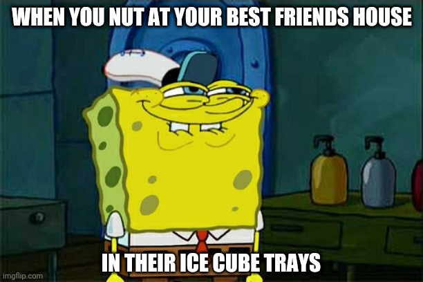 Don't You Squidward | WHEN YOU NUT AT YOUR BEST FRIENDS HOUSE; IN THEIR ICE CUBE TRAYS | image tagged in memes,don't you squidward | made w/ Imgflip meme maker