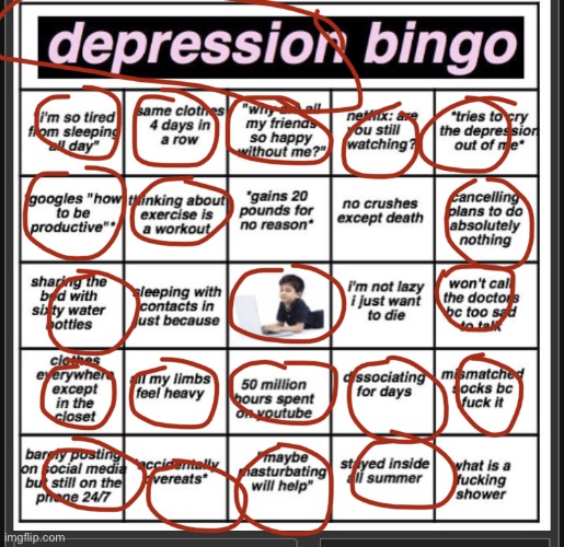 Depressed bingo | image tagged in depressed bingo | made w/ Imgflip meme maker