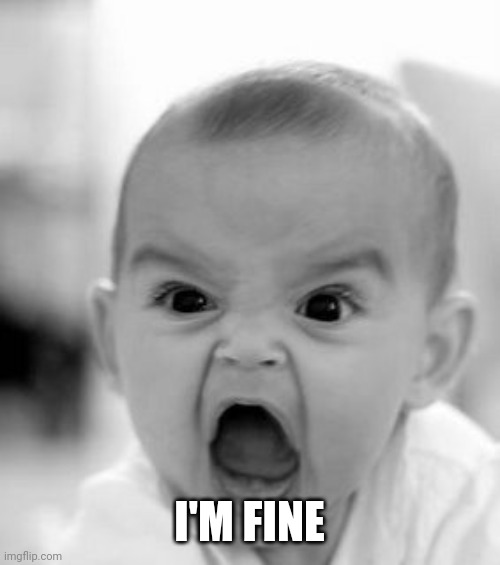 Angry Baby Meme | I'M FINE | image tagged in memes,angry baby | made w/ Imgflip meme maker