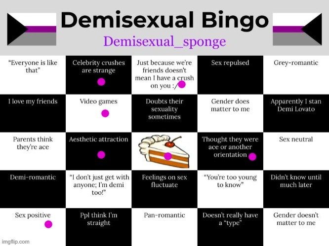 demisexual bingo | made w/ Imgflip meme maker