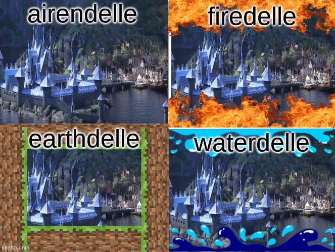 Long ago, the 4 nations lived in harmony | airendelle; firedelle; earthdelle; waterdelle | image tagged in avatar the last airbender,frozen,let it go | made w/ Imgflip meme maker