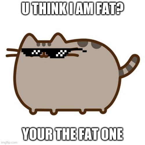 Pusheen | U THINK I AM FAT? YOUR THE FAT ONE | image tagged in pusheen | made w/ Imgflip meme maker