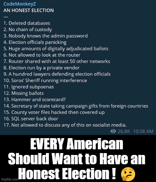 Dishonest Elections Have Consequences | EVERY American 
Should Want to Have an 
Honest Election ! 🤔 | image tagged in politics,democratic socialism,liberals vs conservatives,election fraud | made w/ Imgflip meme maker