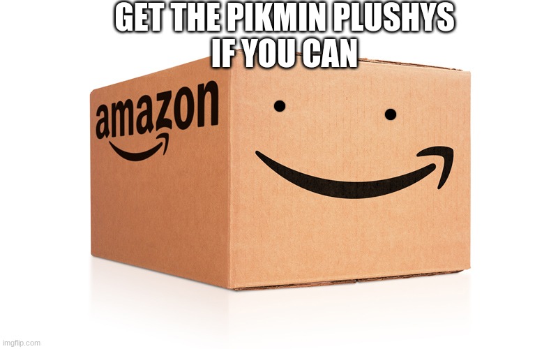Amazon Box | GET THE PIKMIN PLUSHYS
IF YOU CAN | image tagged in amazon box | made w/ Imgflip meme maker