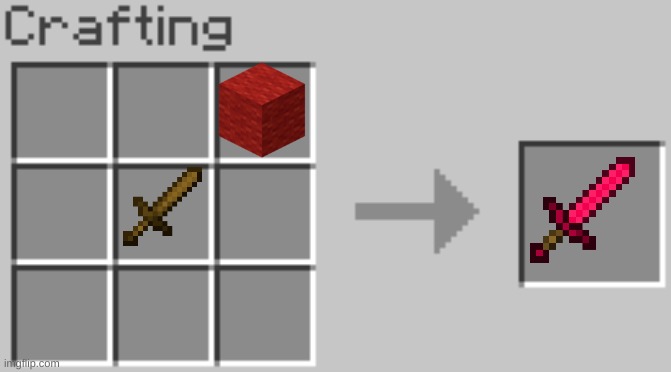 how to craft a red wool sword | image tagged in synthesis | made w/ Imgflip meme maker