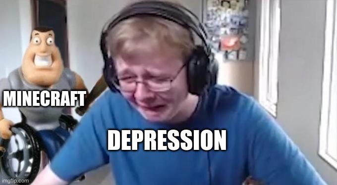 CallMeCarson Crying Next to Joe Swanson | MINECRAFT; DEPRESSION | image tagged in callmecarson crying next to joe swanson | made w/ Imgflip meme maker