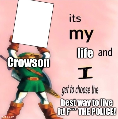 It's my ... and I get to choose the ... | life; Crowson; best way to live it! F*** THE POLICE! | image tagged in it's my and i get to choose the | made w/ Imgflip meme maker
