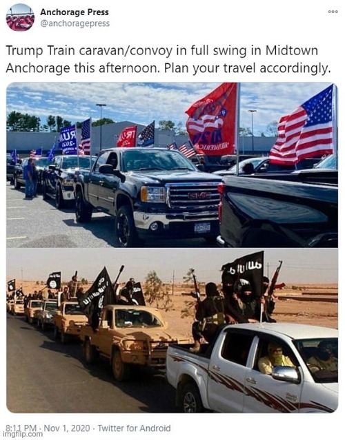 Trump ISIS parade | image tagged in trump isis parade | made w/ Imgflip meme maker