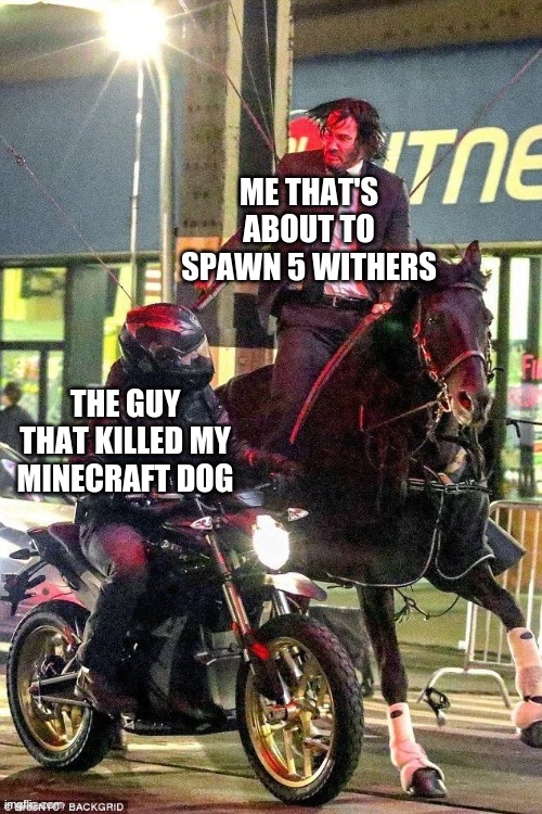ME THAT'S ABOUT TO SPAWN 5 WITHERS; THE GUY THAT KILLED MY MINECRAFT DOG | made w/ Imgflip meme maker