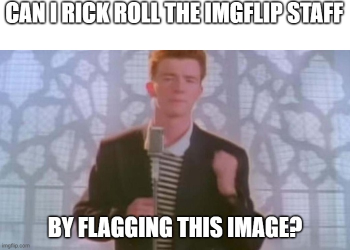 CAN I RICK ROLL THE IMGFLIP STAFF; BY FLAGGING THIS IMAGE? | image tagged in idk | made w/ Imgflip meme maker