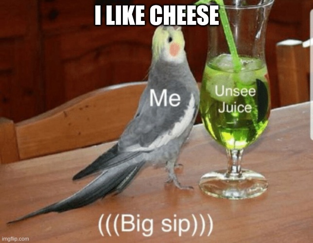 Unsee juice | I LIKE CHEESE | image tagged in unsee juice | made w/ Imgflip meme maker
