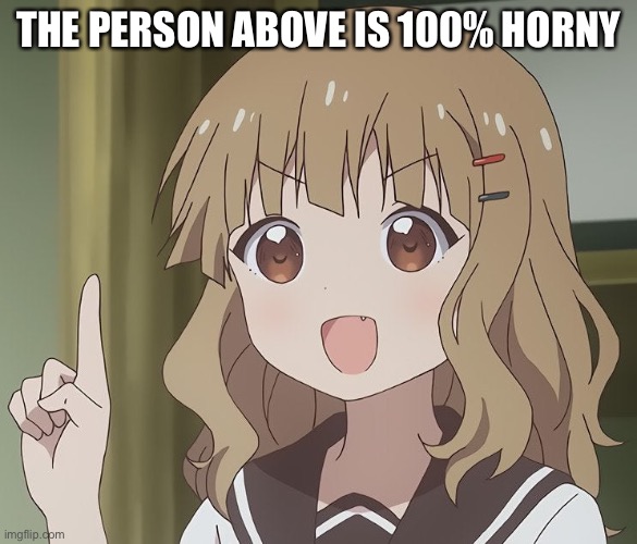 The person above me | THE PERSON ABOVE IS 100% HORNY | image tagged in the person above me | made w/ Imgflip meme maker