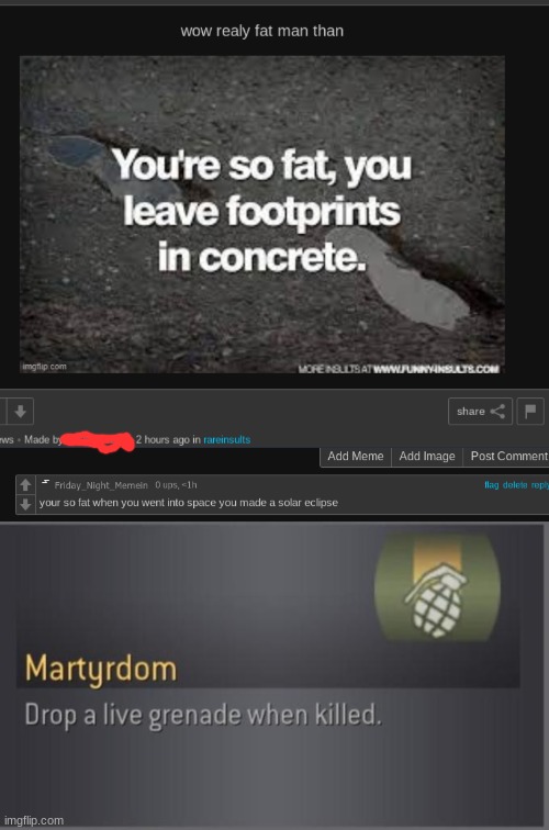 absolute burn | image tagged in martyrdom | made w/ Imgflip meme maker