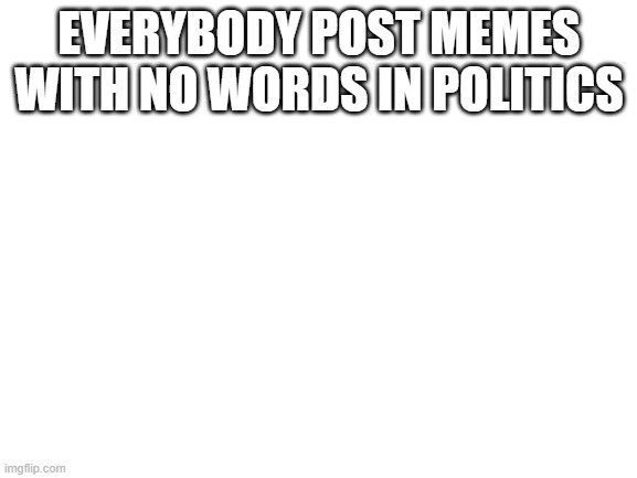 lets ee how this goes | EVERYBODY POST MEMES WITH NO WORDS IN POLITICS | image tagged in blank white template | made w/ Imgflip meme maker
