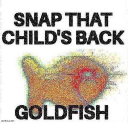 snap that childs back goldfish | image tagged in snap that childs back goldfish | made w/ Imgflip meme maker