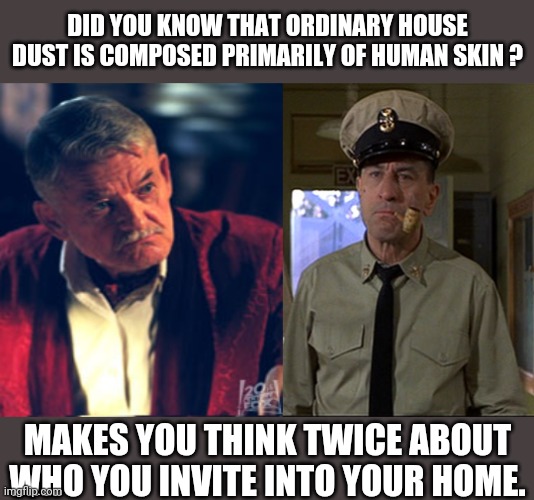 The real reason raciast Democrats want you to wear a mask. | DID YOU KNOW THAT ORDINARY HOUSE DUST IS COMPOSED PRIMARILY OF HUMAN SKIN ? MAKES YOU THINK TWICE ABOUT WHO YOU INVITE INTO YOUR HOME. | image tagged in honor,sunday | made w/ Imgflip meme maker