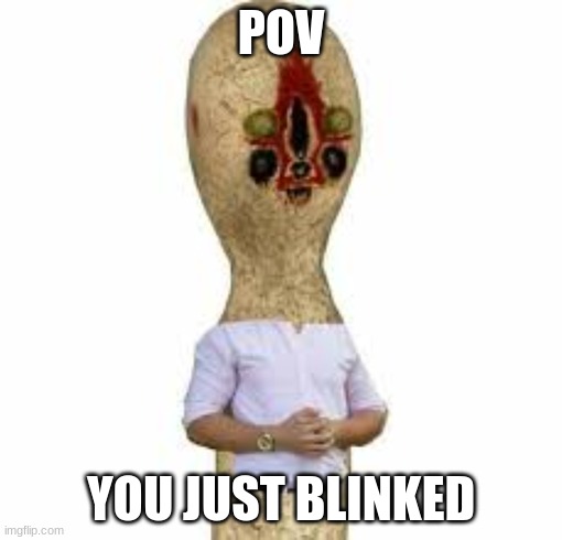 u blinked | POV; YOU JUST BLINKED | image tagged in scp 173 | made w/ Imgflip meme maker