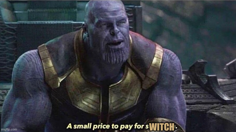 A Small price to pay for salvation | WITCH | image tagged in a small price to pay for salvation | made w/ Imgflip meme maker