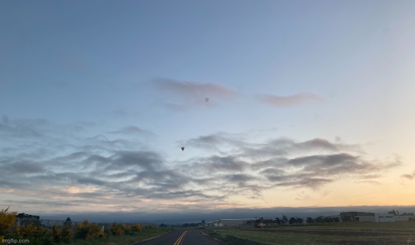 Morning balloon flight with the clouds | image tagged in hot air balloon,photos,sunrise | made w/ Imgflip meme maker