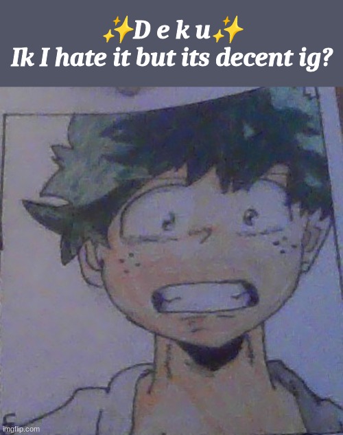 ✨D e k u✨
Ik I hate it but its decent ig? | made w/ Imgflip meme maker