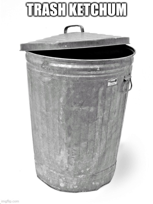 Trash Can | TRASH KETCHUM | image tagged in trash can | made w/ Imgflip meme maker