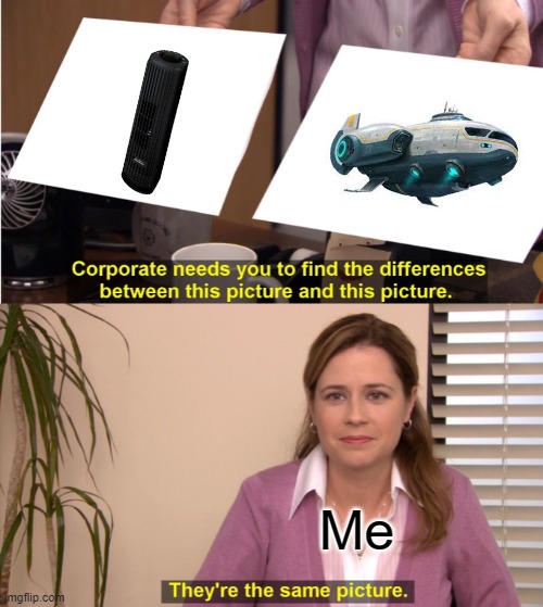 They are indeed the same photo | Me | image tagged in memes,they're the same picture,subnautica,fans | made w/ Imgflip meme maker