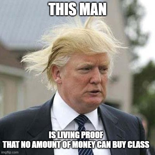 Donald Trump | THIS MAN; IS LIVING PROOF THAT NO AMOUNT OF MONEY CAN BUY CLASS | image tagged in donald trump | made w/ Imgflip meme maker