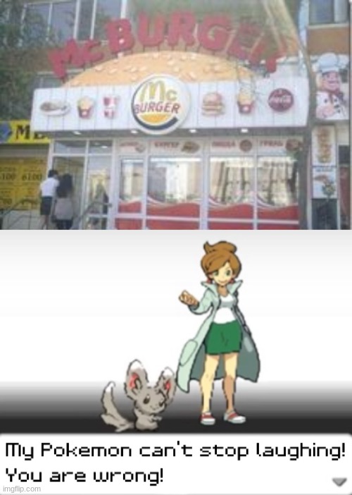 they got the burger part right | image tagged in my pokemon can't stop laughing you are wrong,you had one job,mcburger,burger king | made w/ Imgflip meme maker