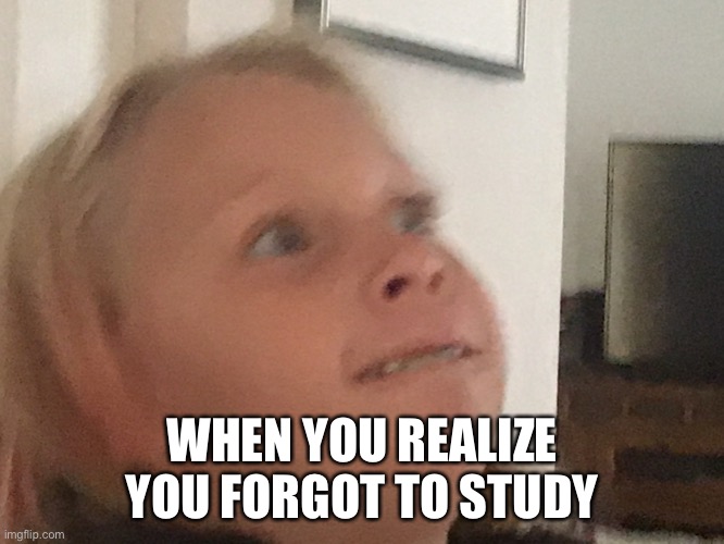 The reason I have a C | WHEN YOU REALIZE YOU FORGOT TO STUDY | image tagged in disturbed child | made w/ Imgflip meme maker