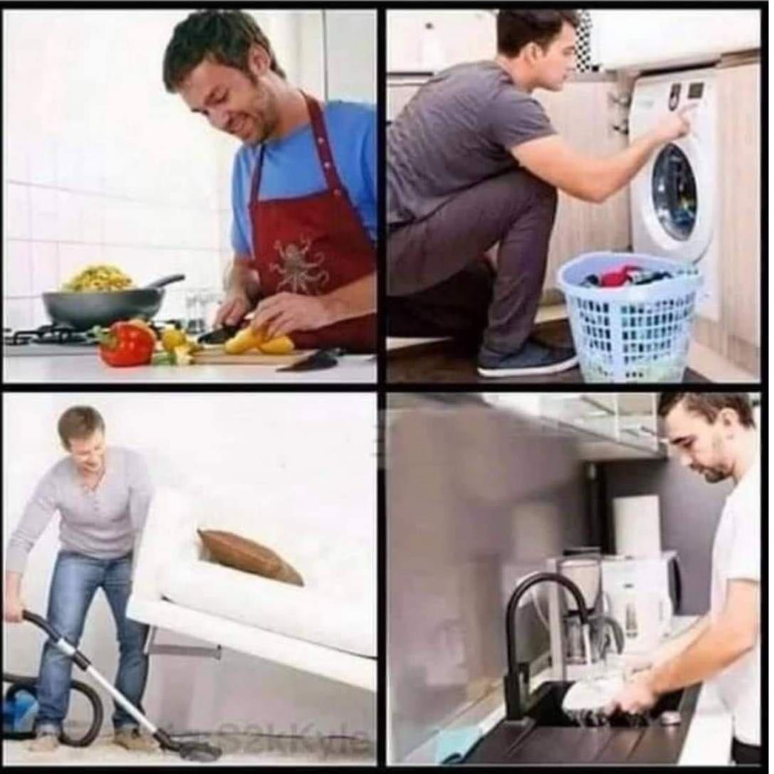 High Quality Husband Doing Chores Blank Meme Template