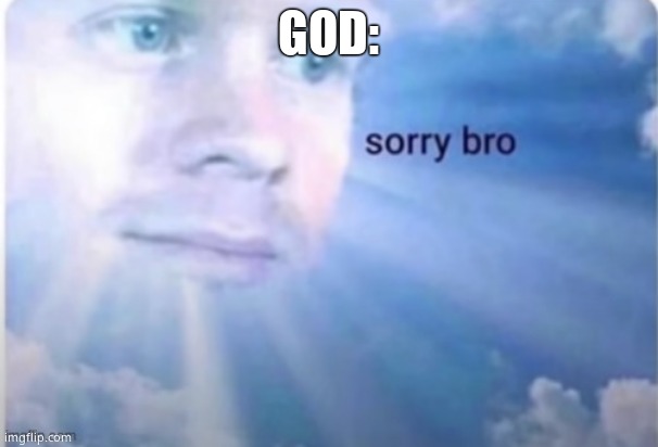 Sorry Bro | GOD: | image tagged in sorry bro | made w/ Imgflip meme maker