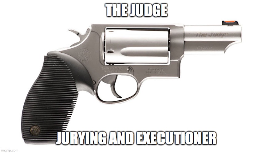 judge | THE JUDGE; JURYING AND EXECUTIONER | image tagged in judge | made w/ Imgflip meme maker