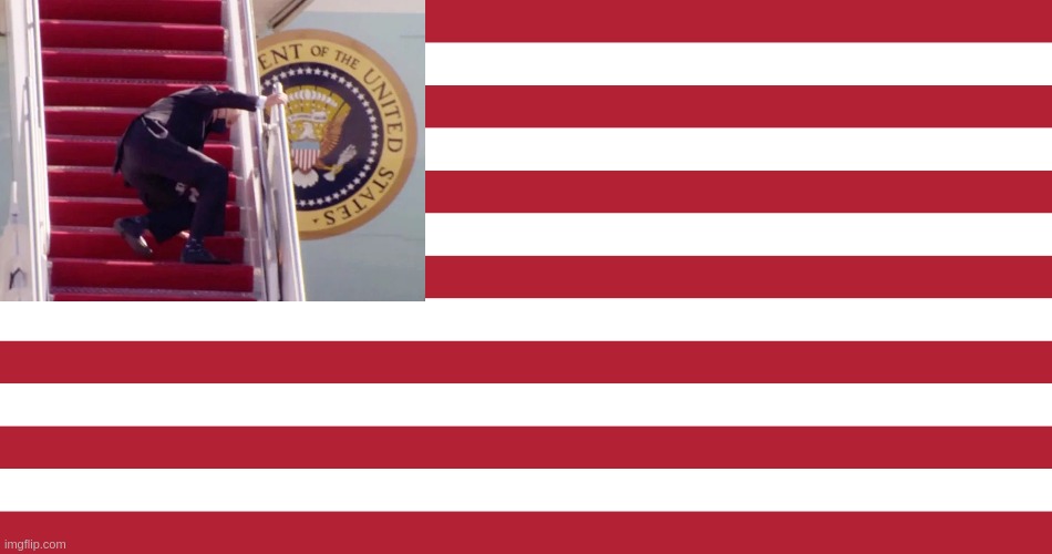 Biden Steps of America | image tagged in us flag,biden,stairs,biden falling | made w/ Imgflip meme maker
