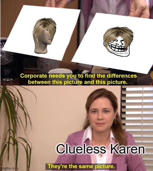 They're The Same Picture | Clueless Karen | image tagged in memes,they're the same picture | made w/ Imgflip meme maker