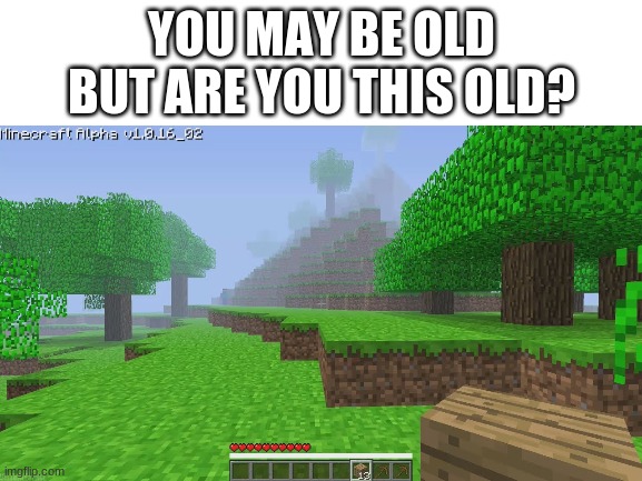 YOU MAY BE OLD BUT ARE YOU THIS OLD? | image tagged in herobrine,minecraft,you may be old,memes,funny,dank | made w/ Imgflip meme maker