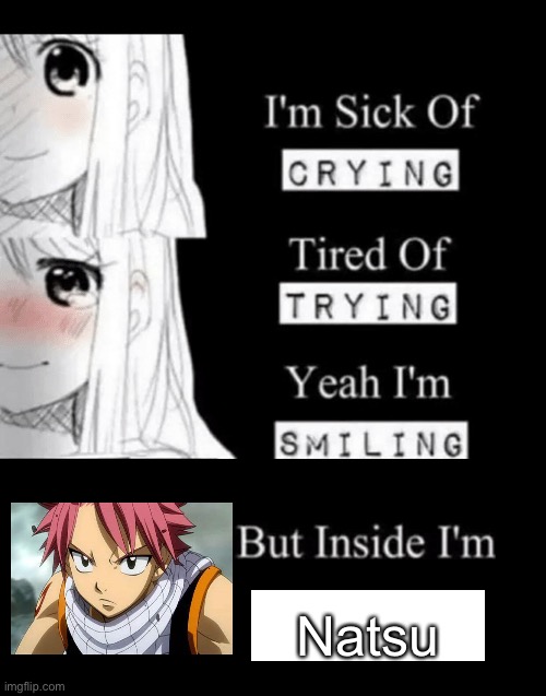 I found the natsu image from bing so special thanks to whoever made it | Natsu | image tagged in i'm sick of crying | made w/ Imgflip meme maker