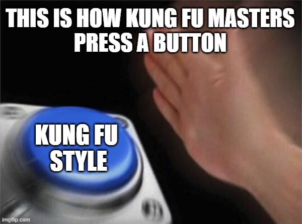 kung fu kick | THIS IS HOW KUNG FU MASTERS
PRESS A BUTTON; KUNG FU 
STYLE | image tagged in memes,blank nut button | made w/ Imgflip meme maker