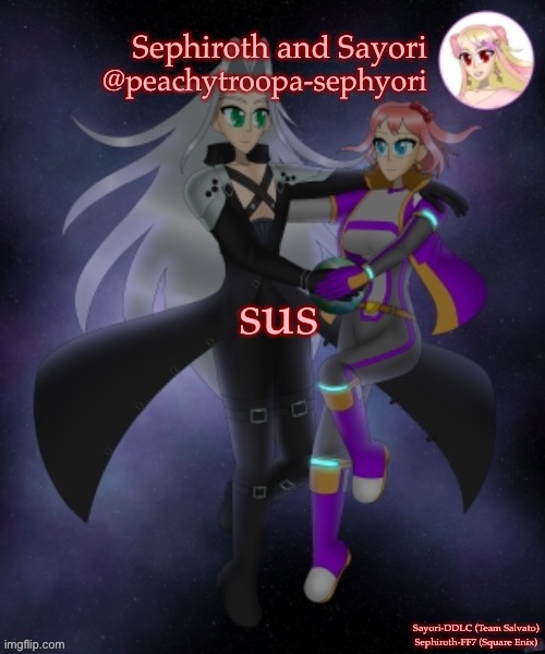 Sayori and Sephiroth | sus | image tagged in sayori and sephiroth | made w/ Imgflip meme maker